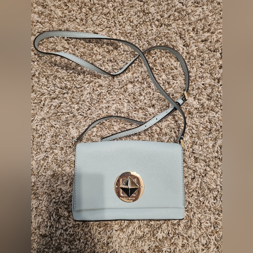 Kate Spade Sky Blue Crossbody Bag with Gold Accent